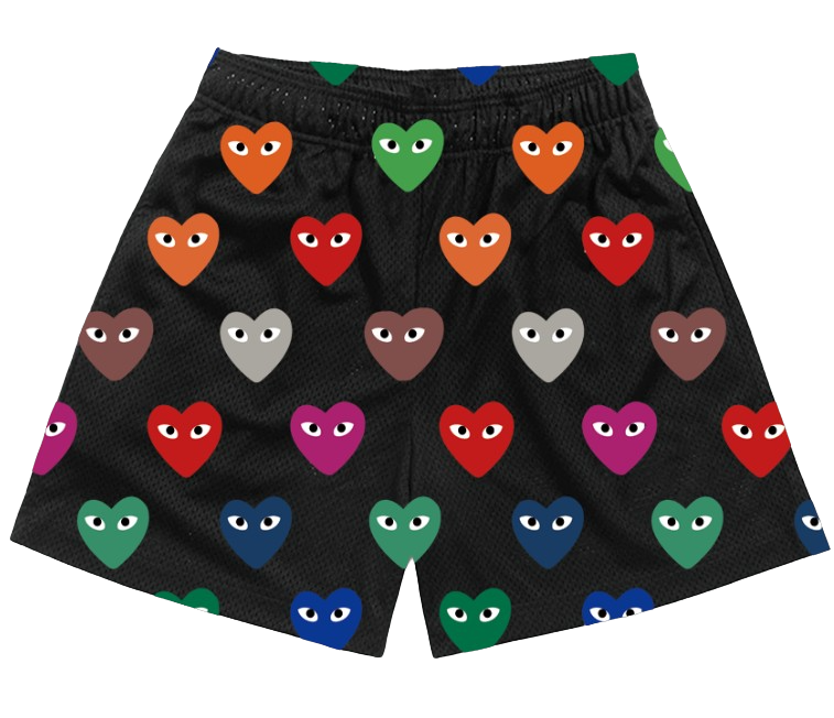 BLACK MULTI HEART SHORTS