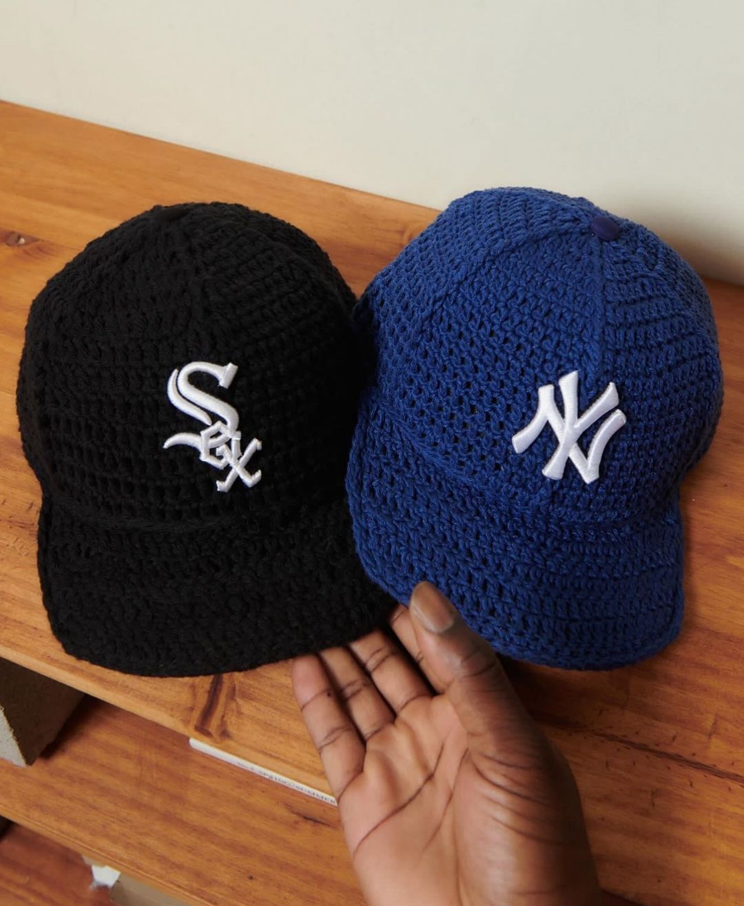 Handmade Crocheted New York Yankees & Chicago White Sox Fitted