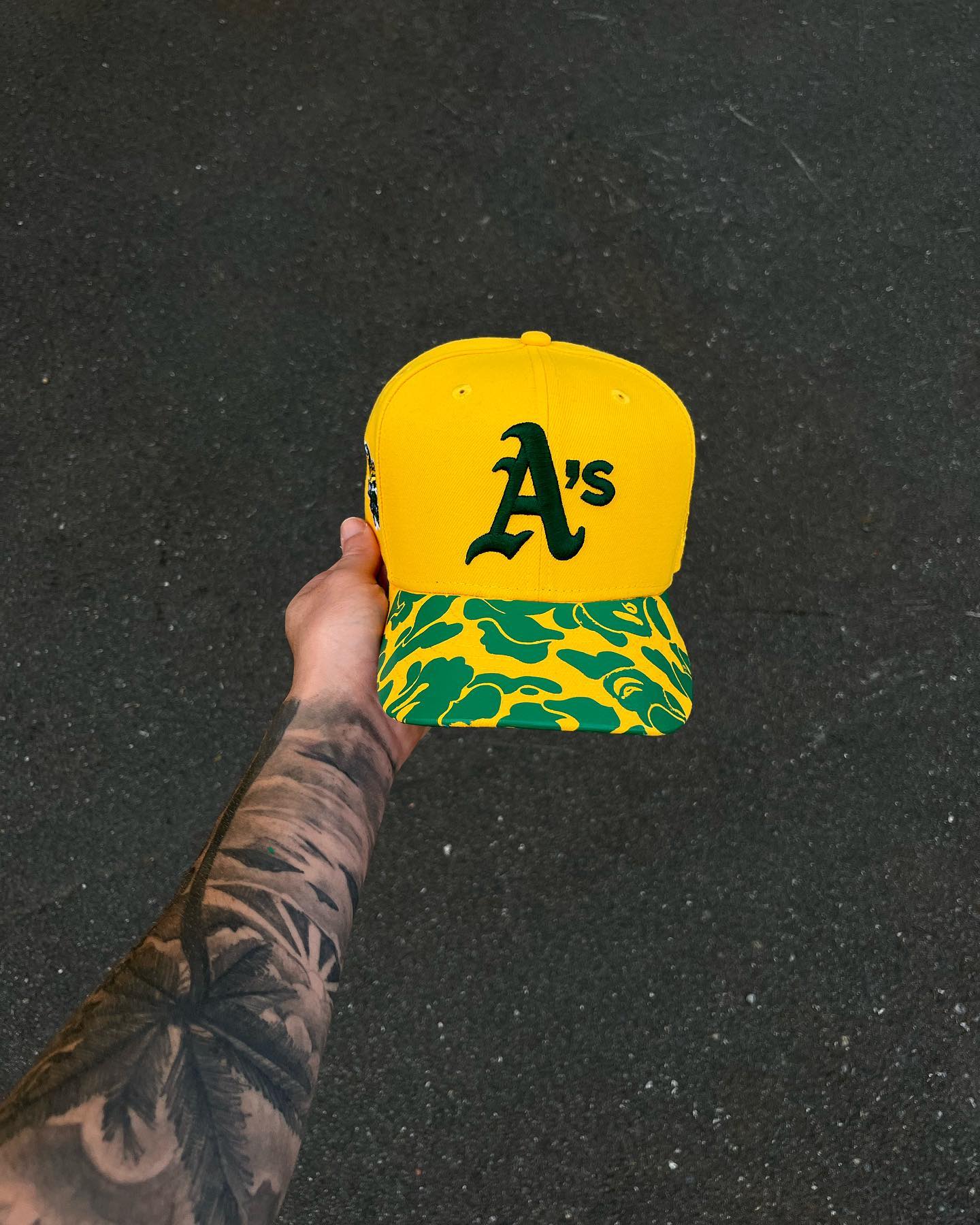 OREST GREEN BRIM YELLOW OAKLAND ATHLETICS FITTED